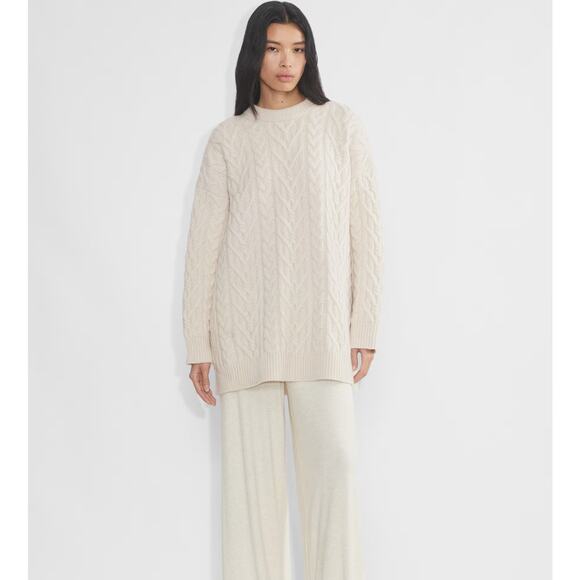 SOLD---ARITZIA The Group Cable Knit Wool Sweater Scandi Minimalist Old Money - Picture 2 of 10